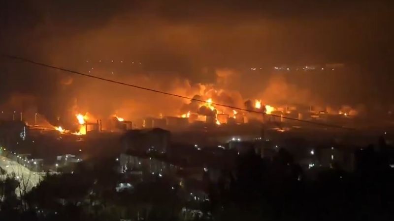 Massive fire at Russia's Tuapse Oil Refinery after Ukrainian drone strike